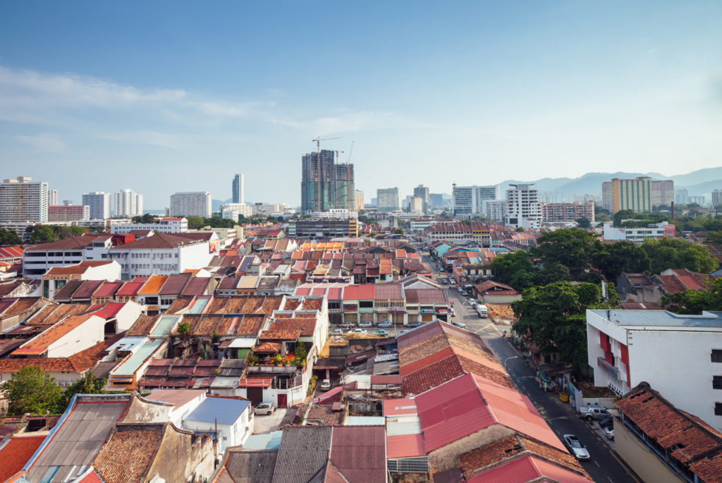 Panoramic view over George Town, Penang, Malaysia