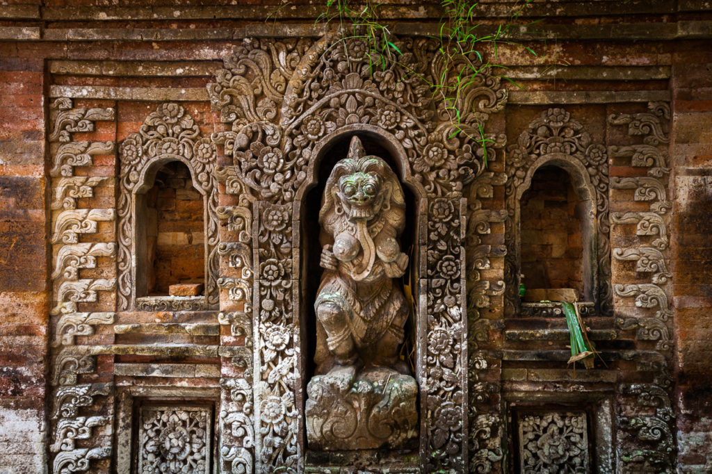 Rangda the demon queen statue in the Ubud Palace, Bali, Indonesia