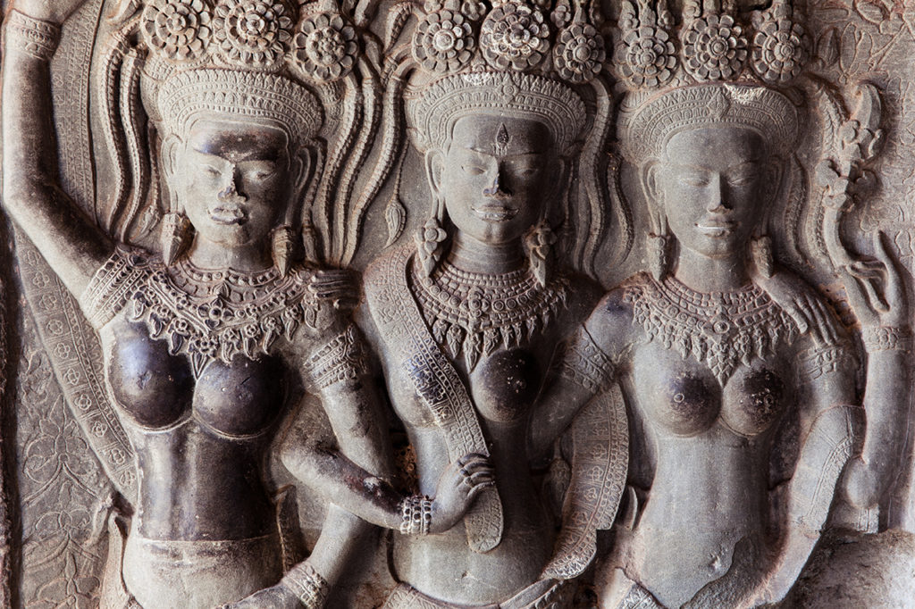 Bas-relief on the wall of Angkor Wat