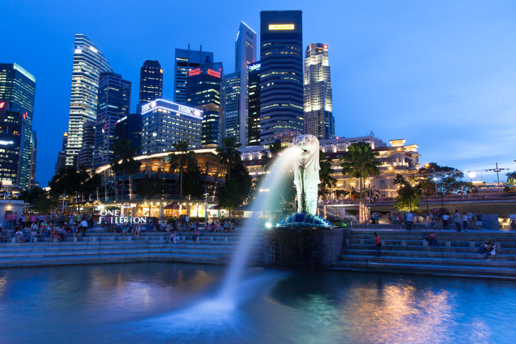 Merlion Park at dusk, Singapore