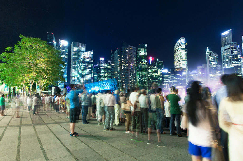 People enjoying the show at the Event Plaza, Singapore