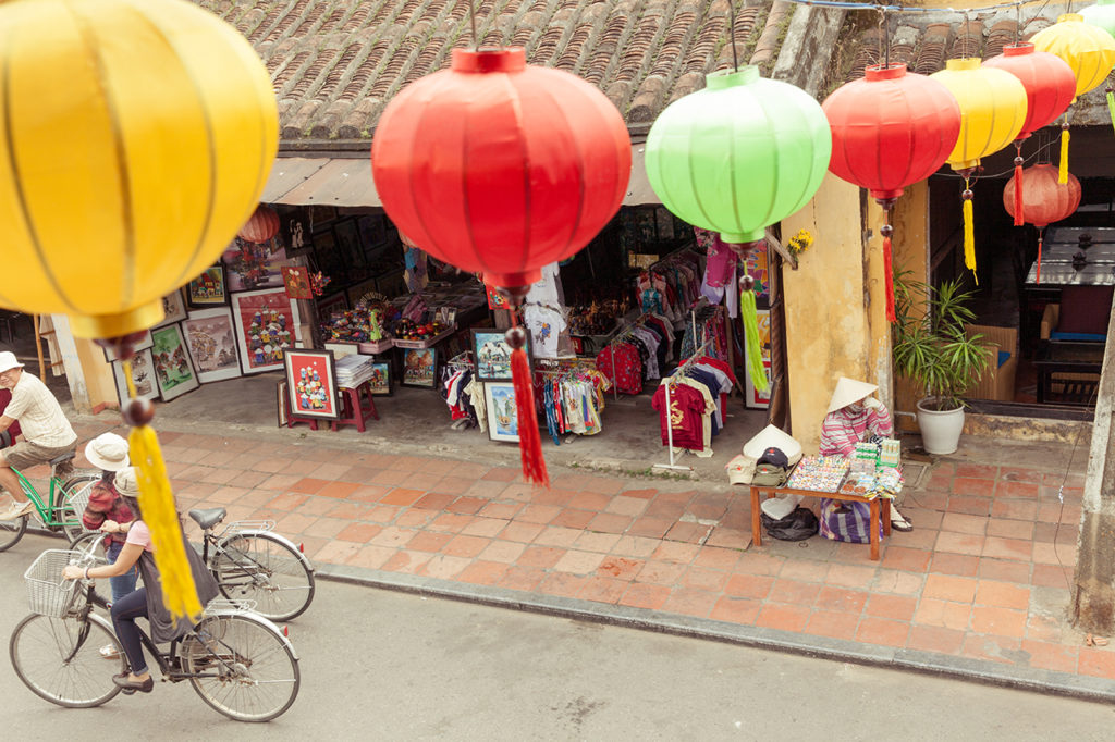 Hoi an, Vietnam: Street decorated with colourful lanterns 